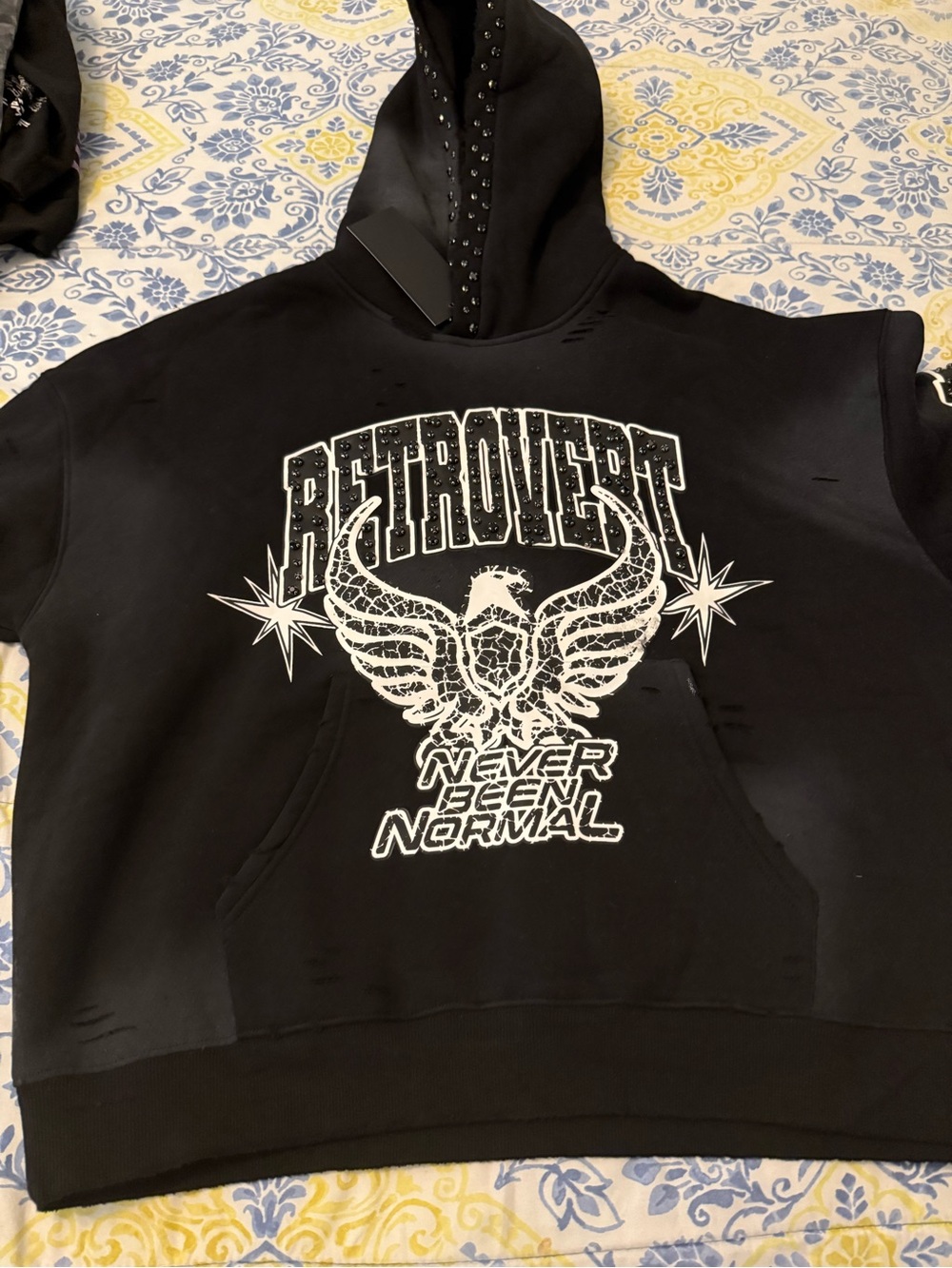 Retrovert Never Been Normal Men’s Black Fleece Hoodie